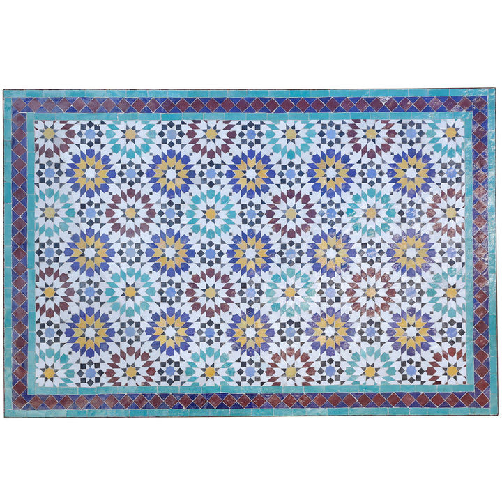 Garden table dining table 120x80 cm with handmade mosaic made of zellige tiles in multicolored