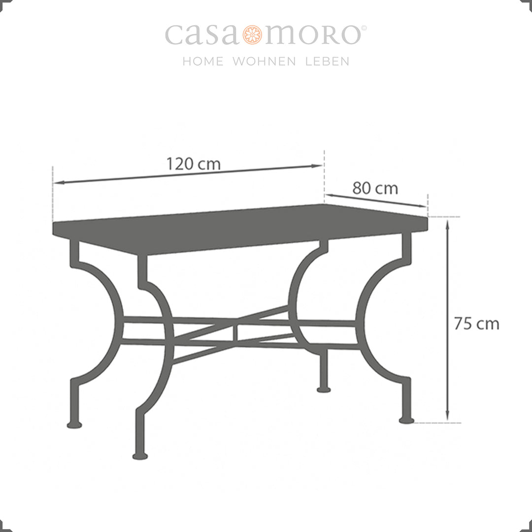 Dimensions: 120 x 80 cm, height 75 cm - spacious table for the terrace, kitchen or living room