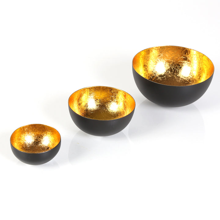 Set of 3 tealight holders Meo Gold