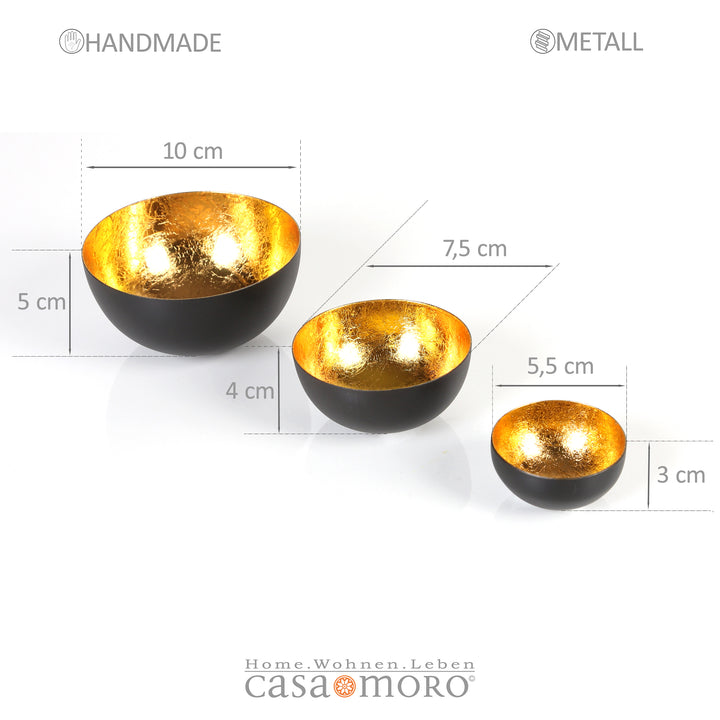Set of 3 tealight holders Meo Gold