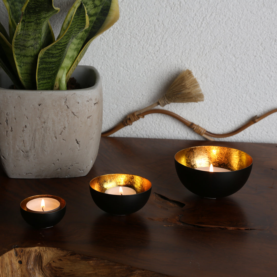 Set of 3 tealight holders Meo Gold