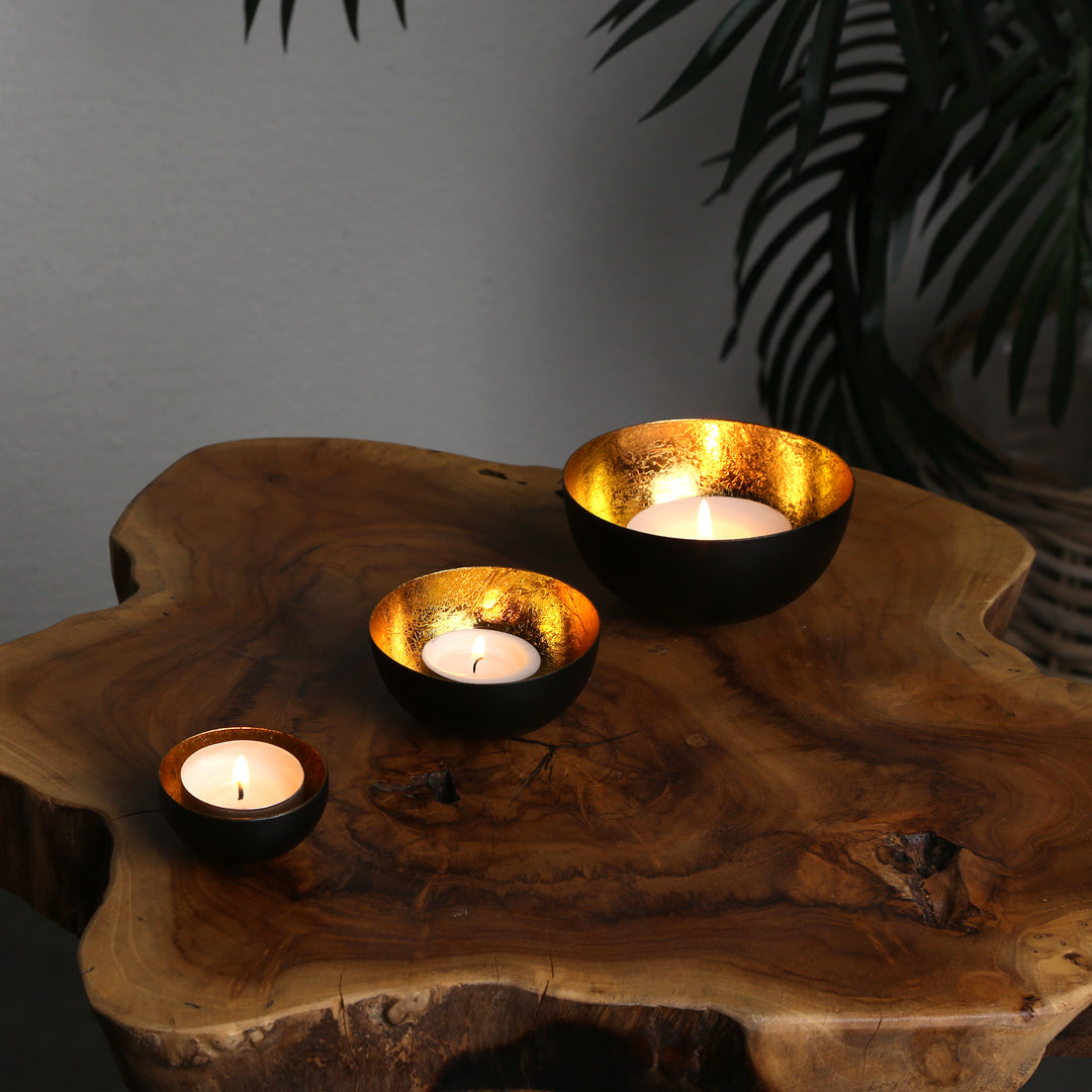 Set of 3 tealight holders Meo Gold