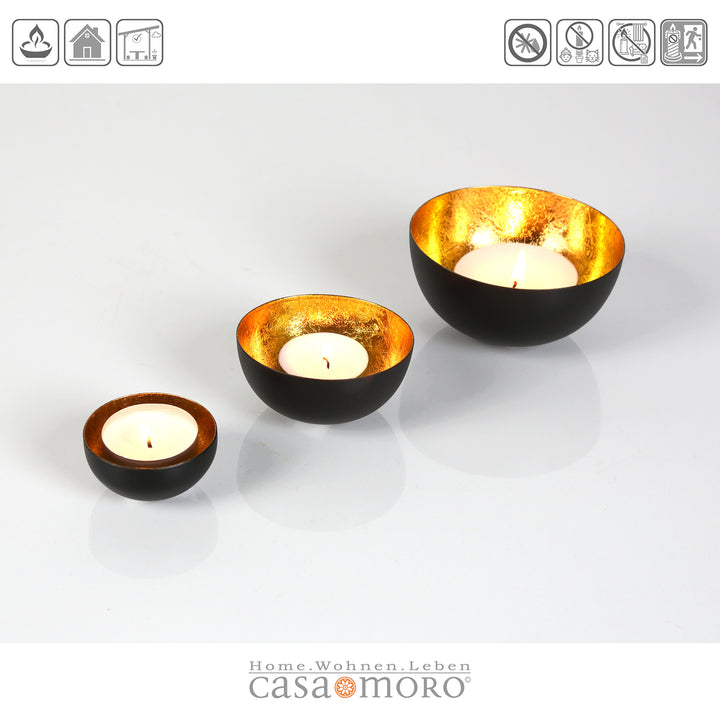 Set of 3 tealight holders Meo Gold