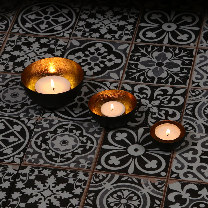 Set of 3 tealight holders Meo Gold