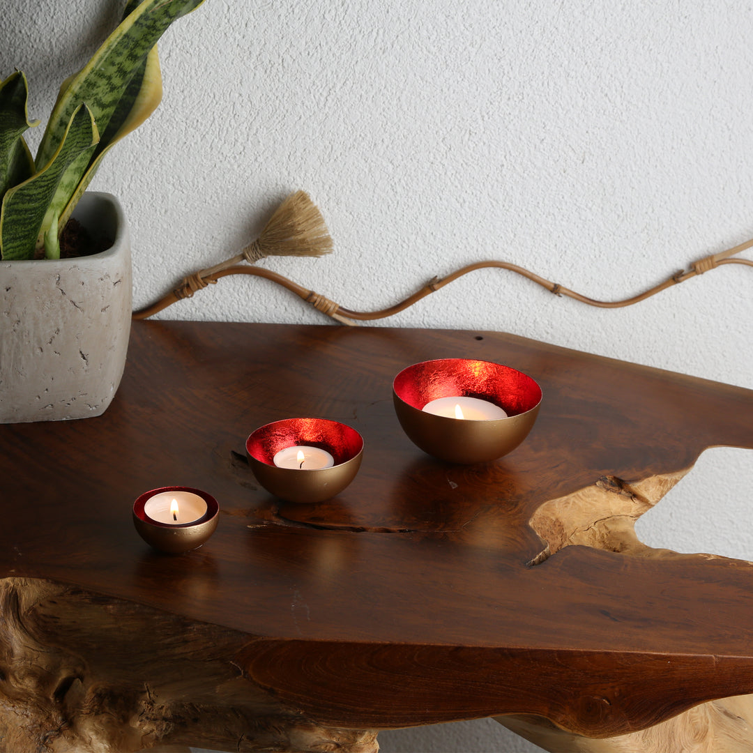 Set of 3 tealight holders Meo Red