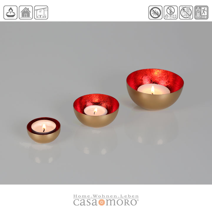 Set of 3 tealight holders Meo Red