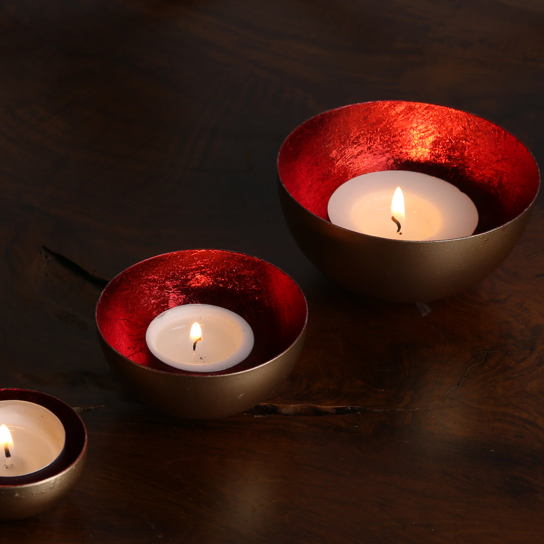 Set of 3 tealight holders Meo Red