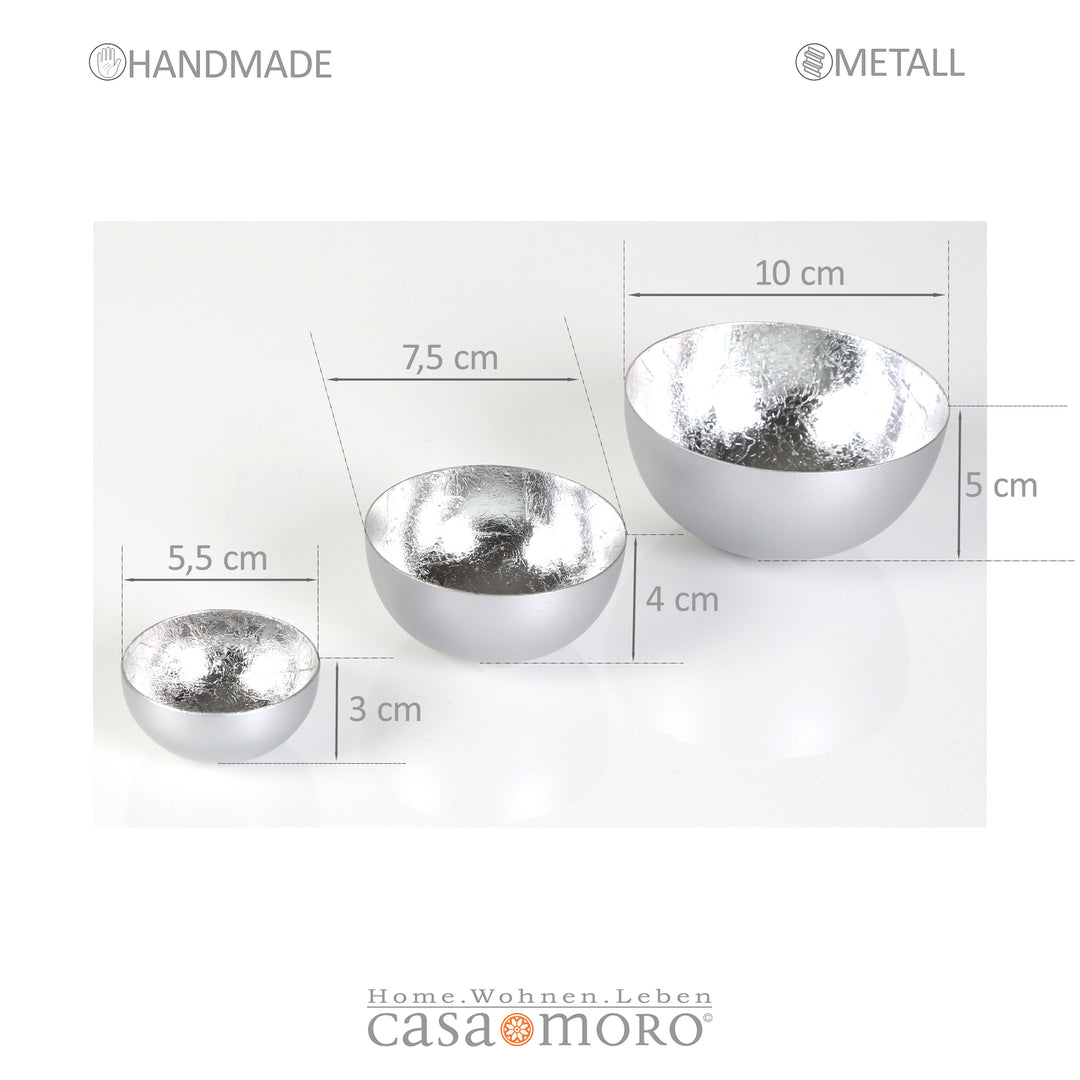 Set of 3 tea light holders Meo silver