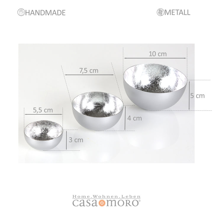 Set of 3 tea light holders Meo silver
