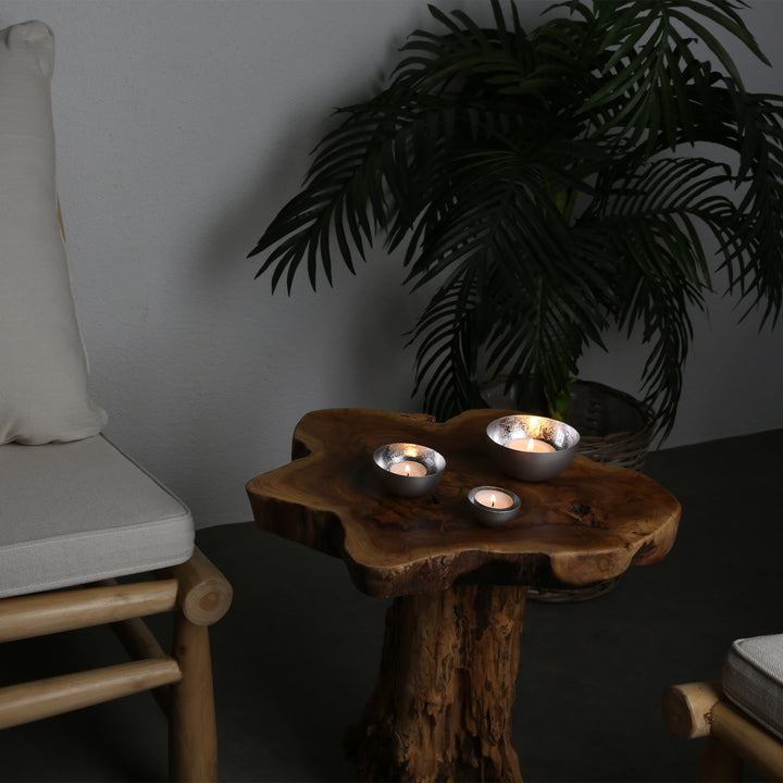 Set of 3 tea light holders Meo silver