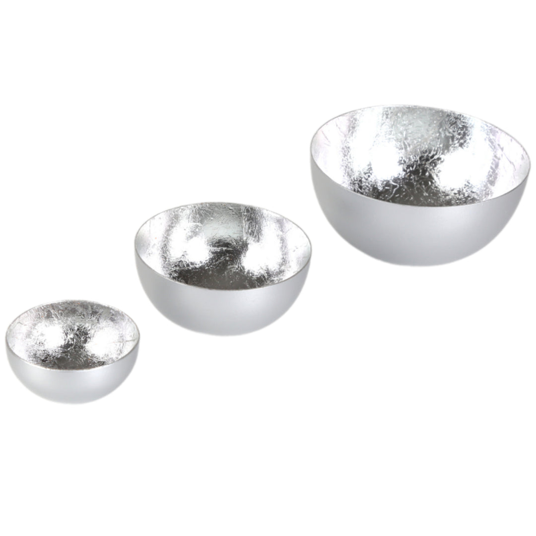 Set of 3 tea light holders Meo silver