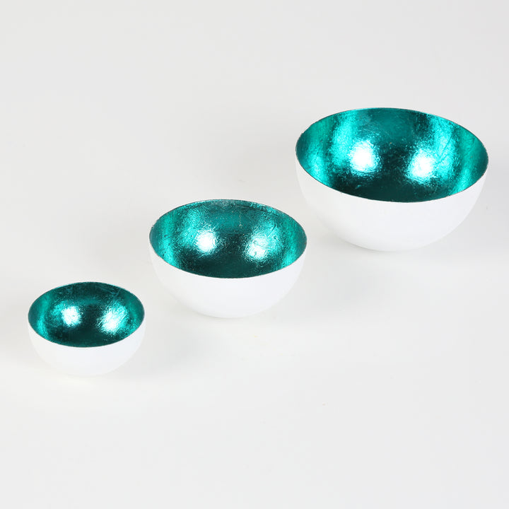Set of 3 tea light holders Meo turquoise
