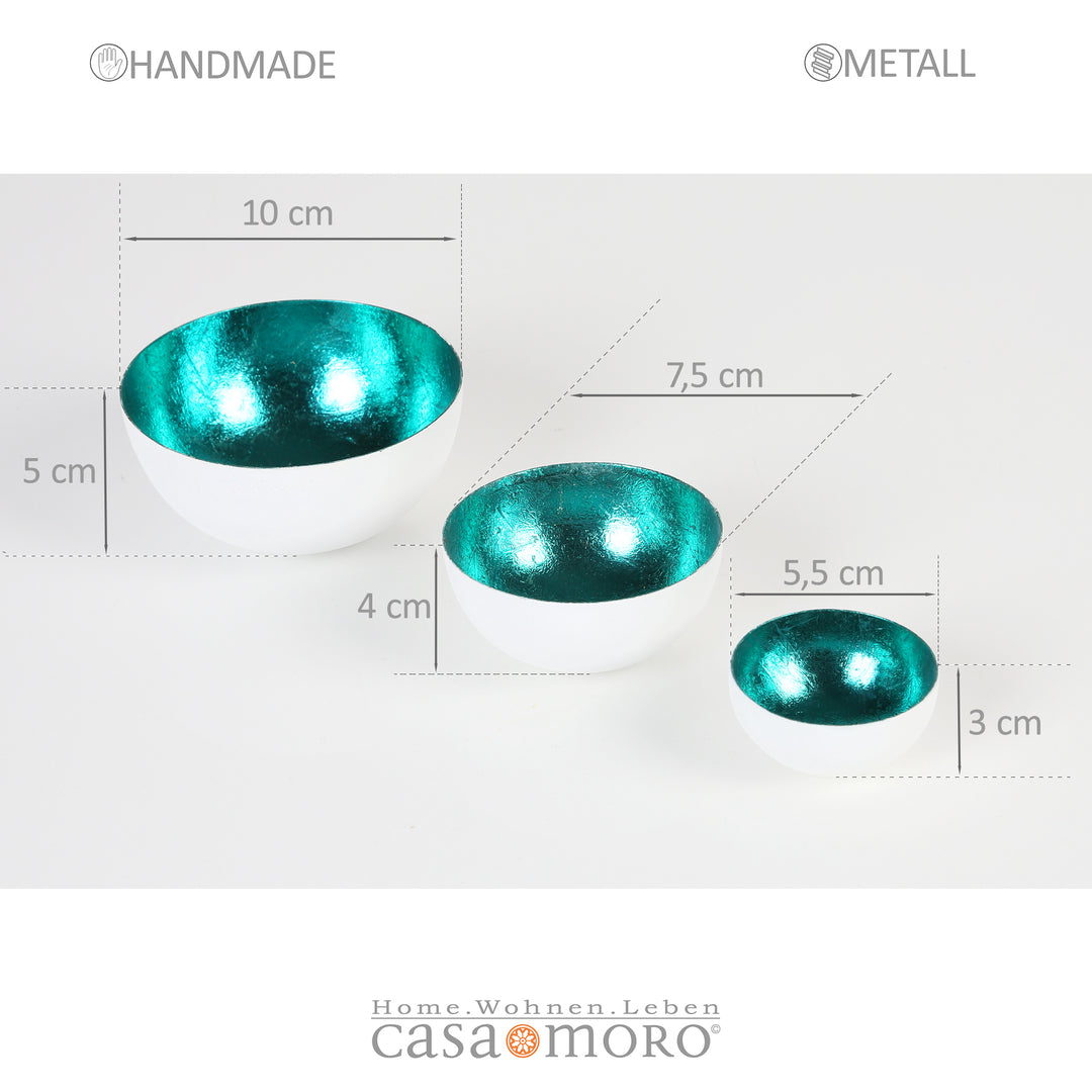 Set of 3 tea light holders Meo turquoise