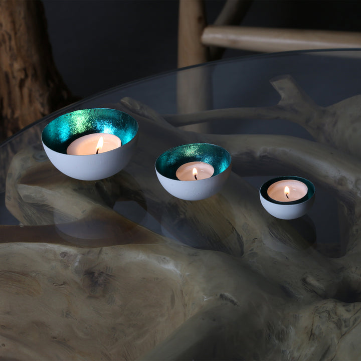 Set of 3 tea light holders Meo turquoise