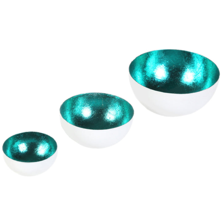 Set of 3 tea light holders Meo turquoise