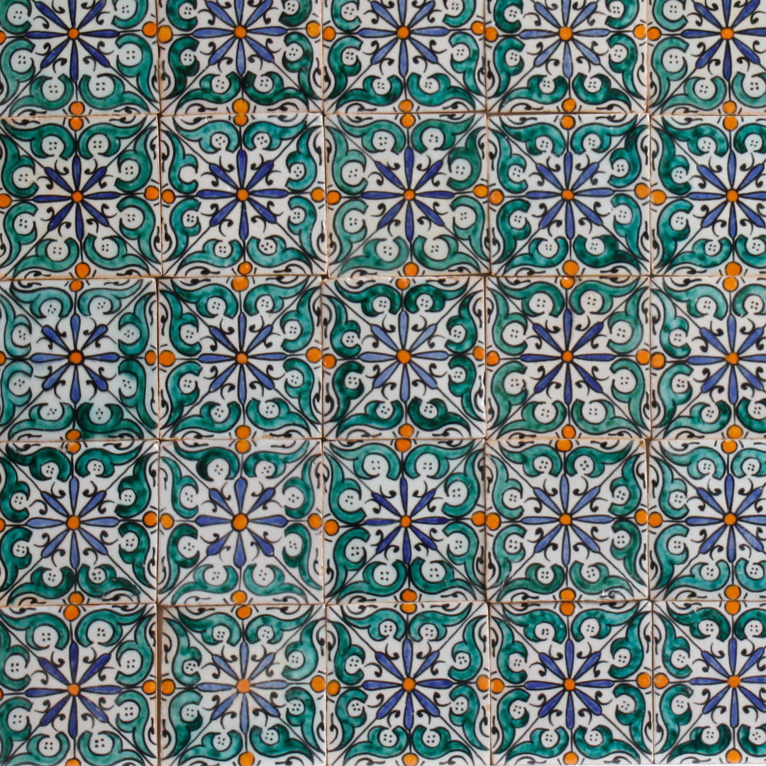 Hand painted tile - Mediterranean star motif