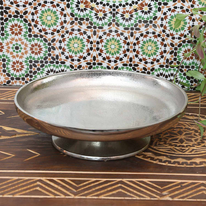 Cake plate Livorno L silver with foot