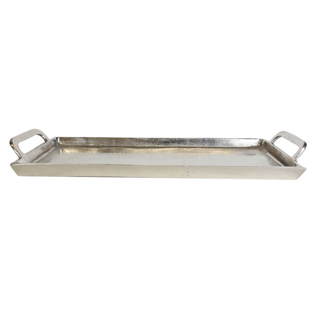 Cast aluminum silver tray Messina with handle