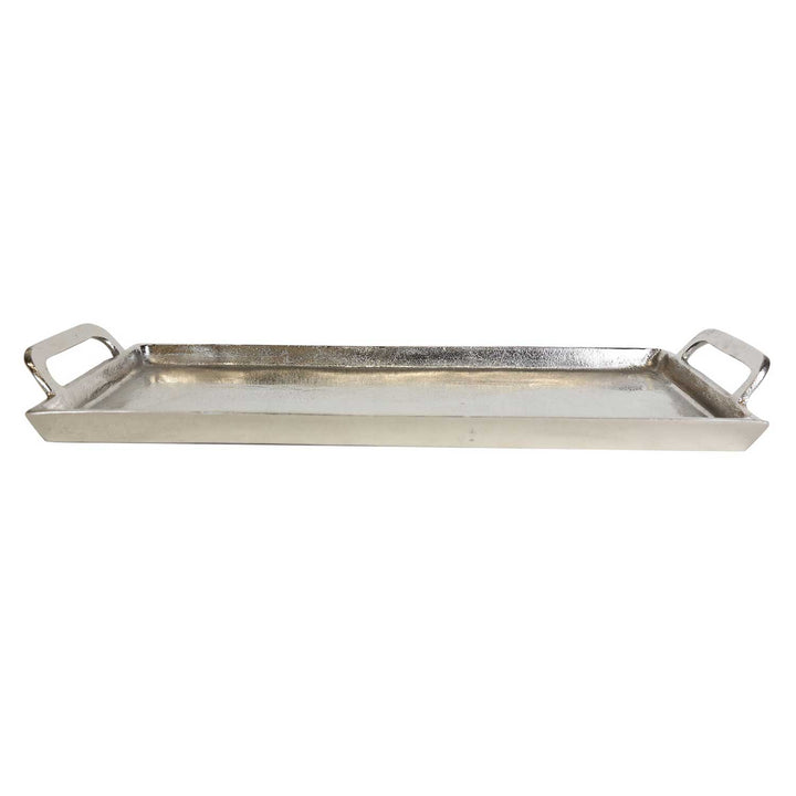 Cast aluminum silver tray Messina with handle
