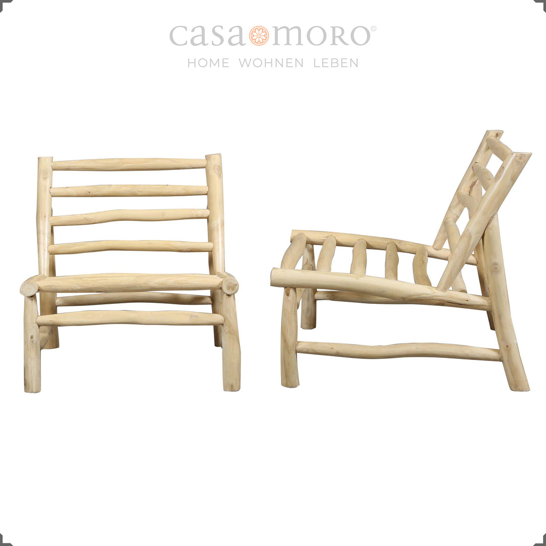 Balcony armchair lounge design made of teak wood, durable PU foam padding with zipper