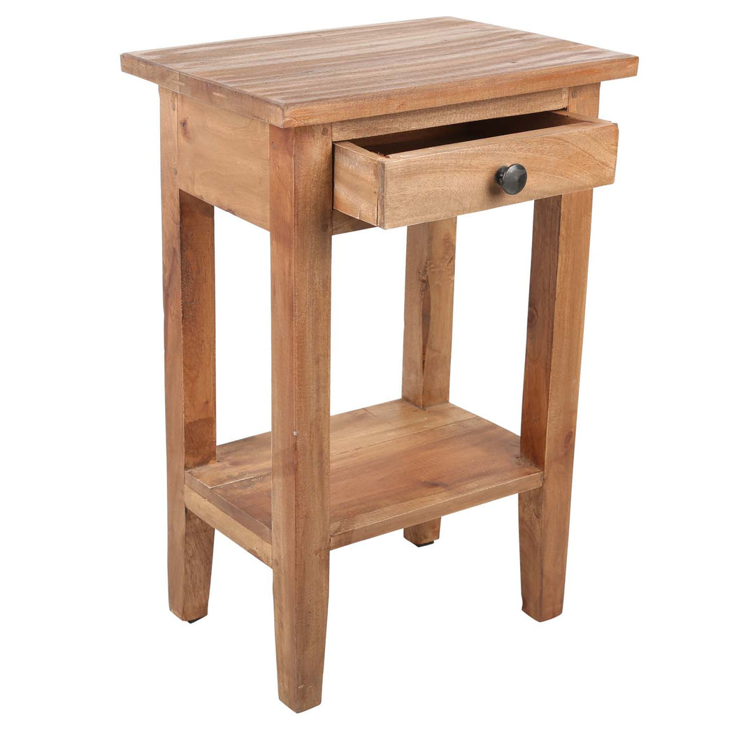 Compact teak side table