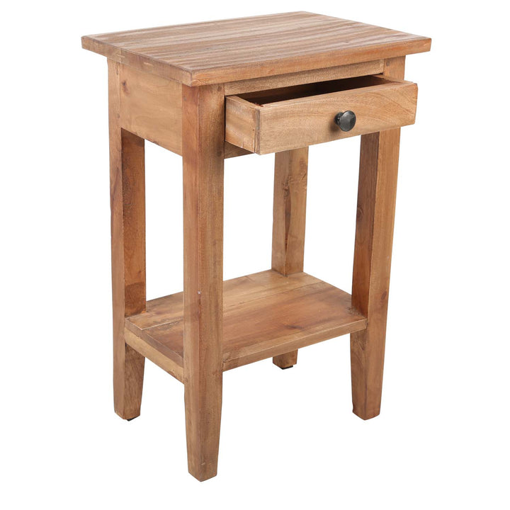 Compact teak side table