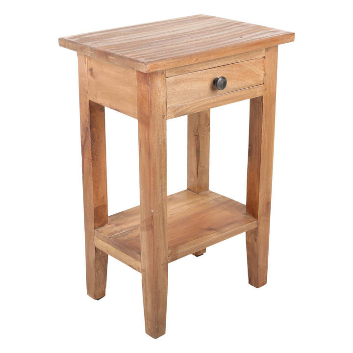 Compact teak side table