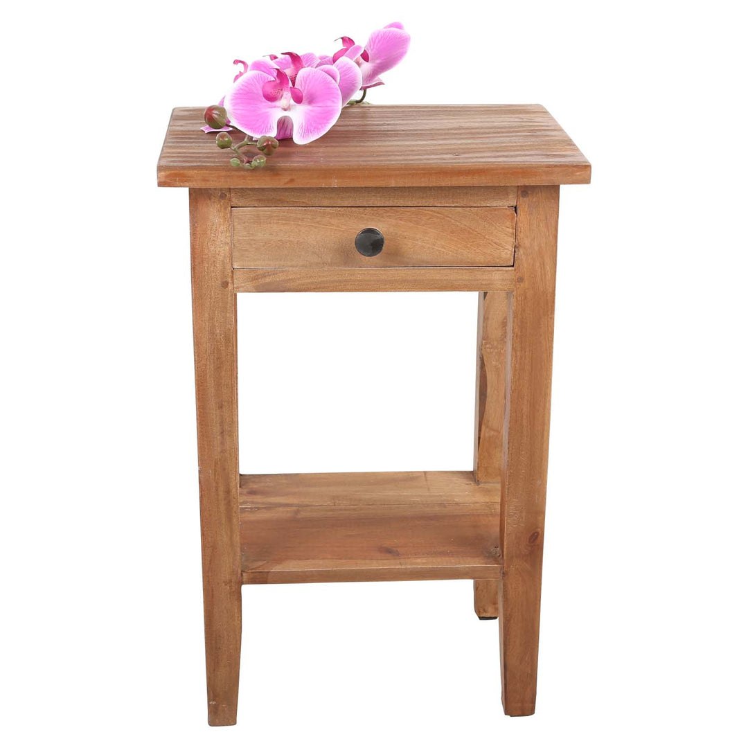 Compact teak side table