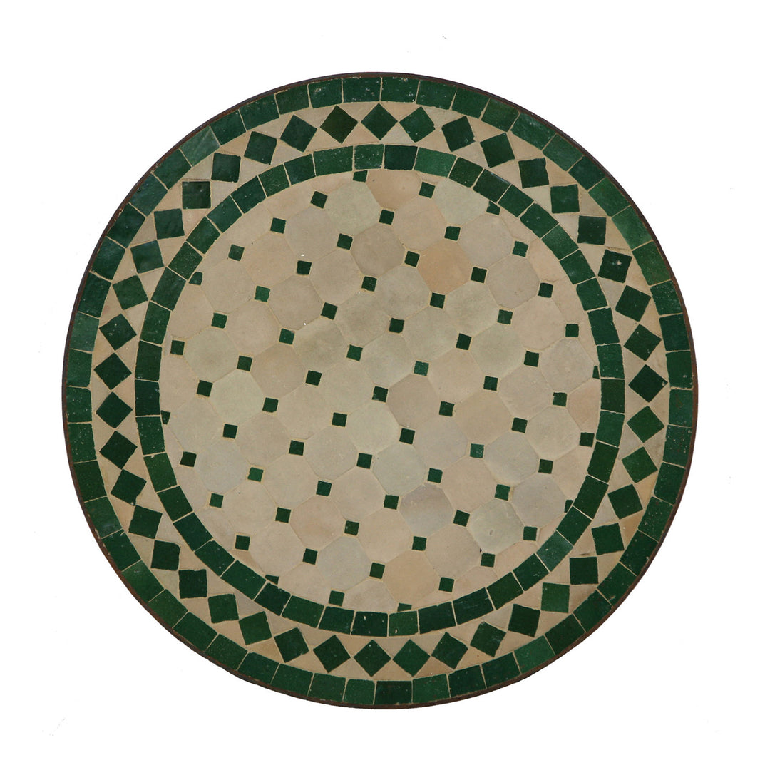 Side table small round 45 cm with green zellige mosaic for living room or balcony