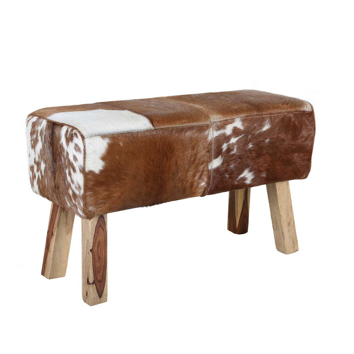 Tara fur stool bench with cowhide look