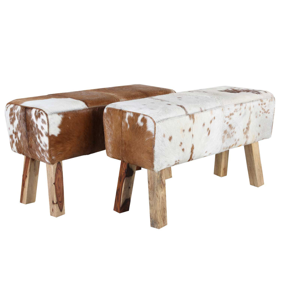 Tara fur stool bench with cowhide look