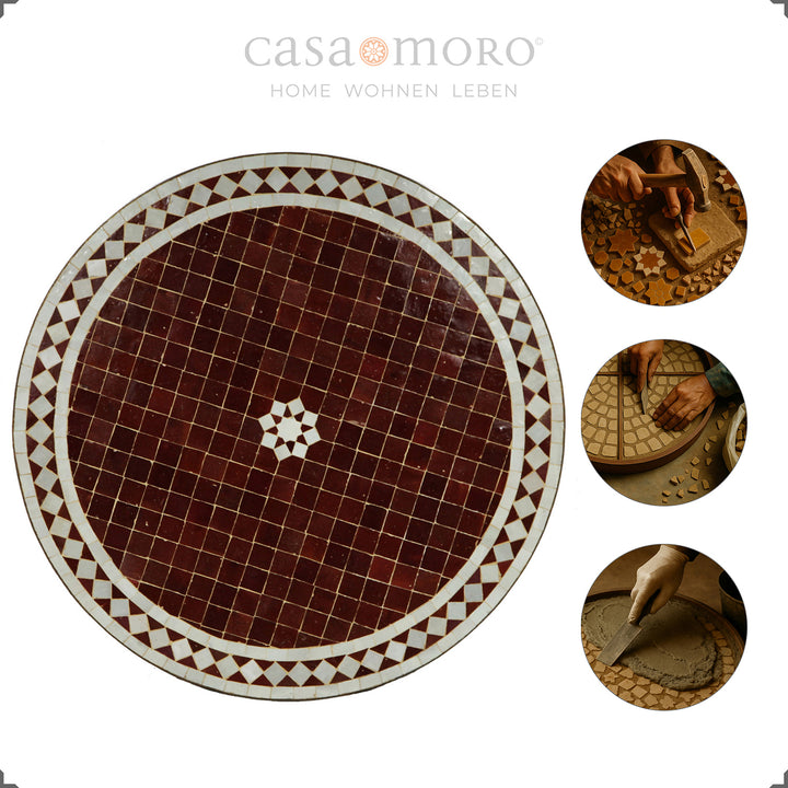 Round mosaic table Ø 60 cm in the garden with chairs, Moroccan flair for outdoors