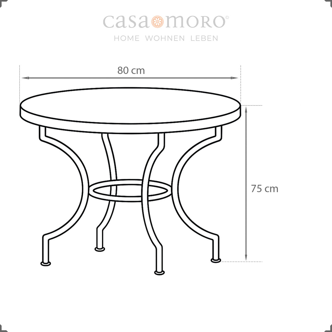 Dimensions: 80 cm diameter, 75 cm height - compact garden table for two to four people