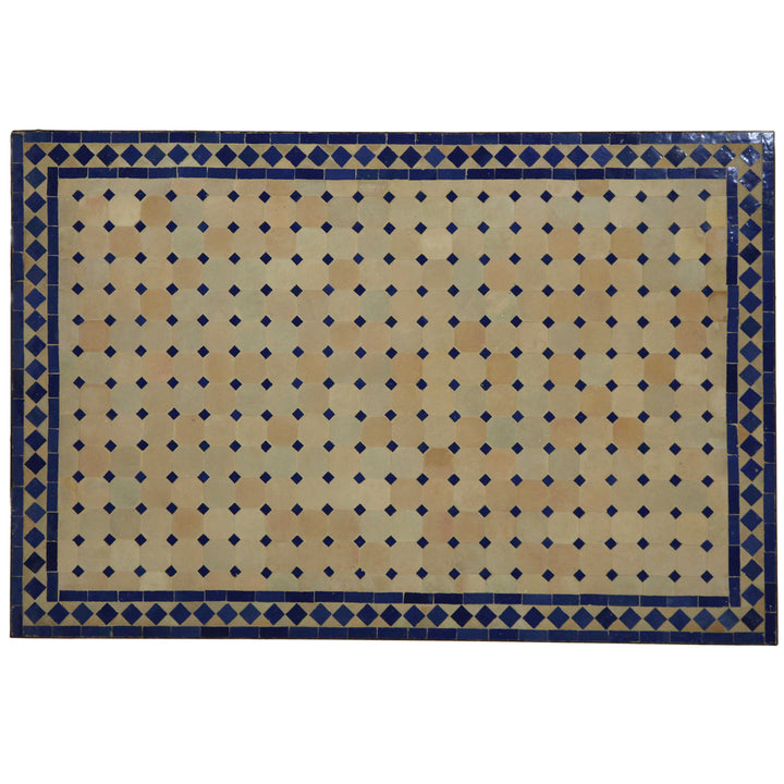 Garden table mosaic table 120x80 cm with zellige tiles in blue terracotta - handmade