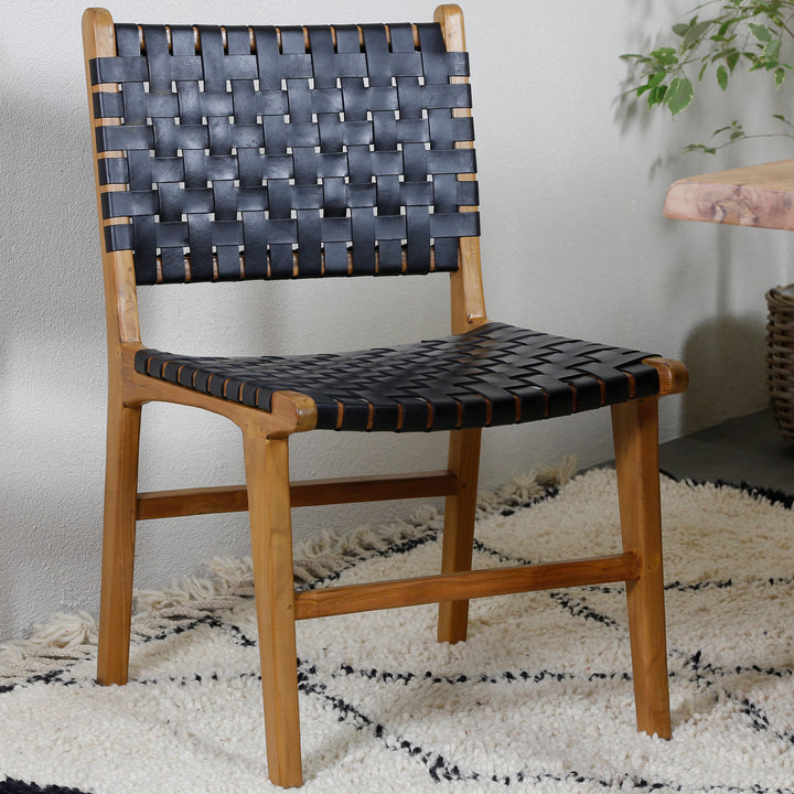 Dining room chair black leather