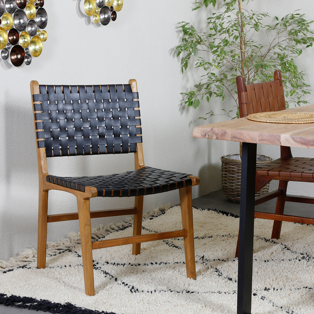 Dining room chair black leather