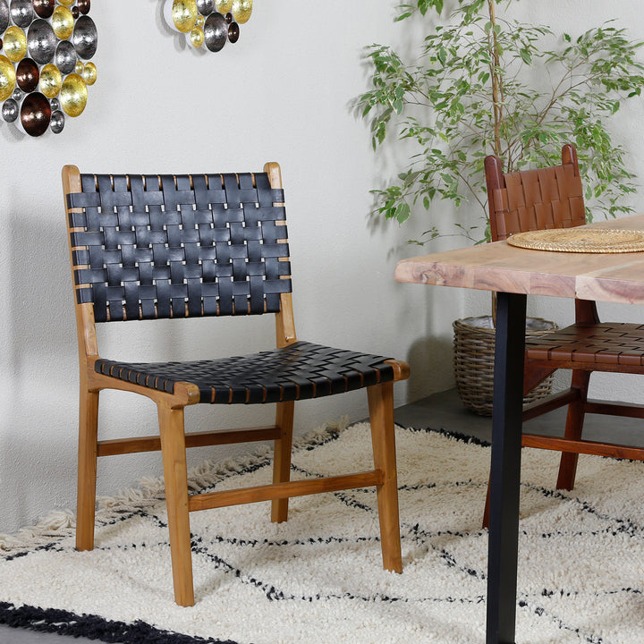 Dining room chair black leather