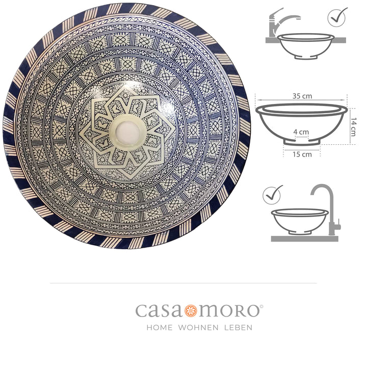 Ceramic countertop sink, round