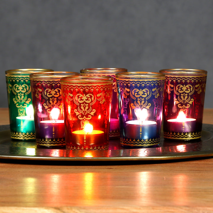 Tealight glasses set of 6 colorful mix