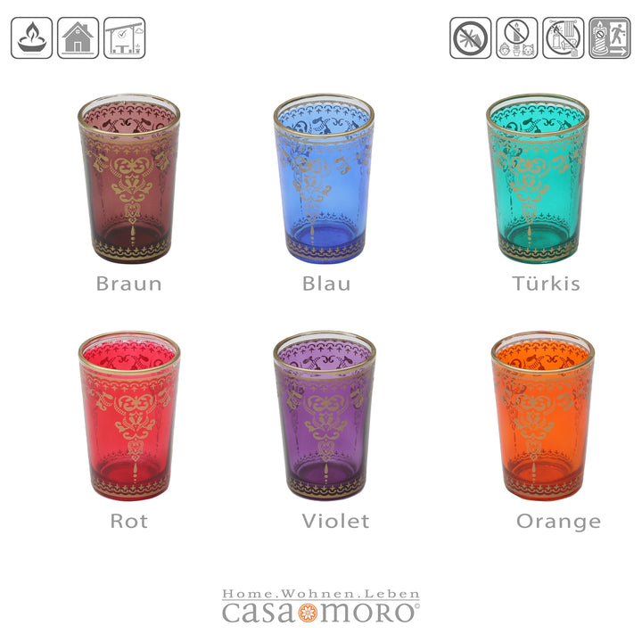 Tealight glasses set of 6 colorful mix