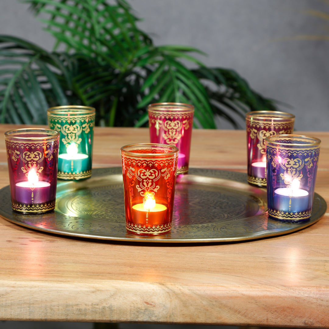 Tealight glasses set of 6 colorful mix