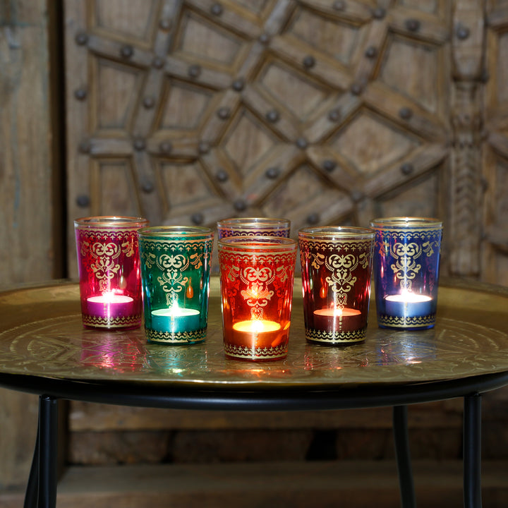 Tealight glasses set of 6 colorful mix