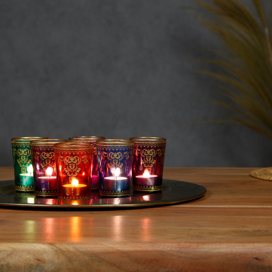 Tealight glasses set of 6 colorful mix