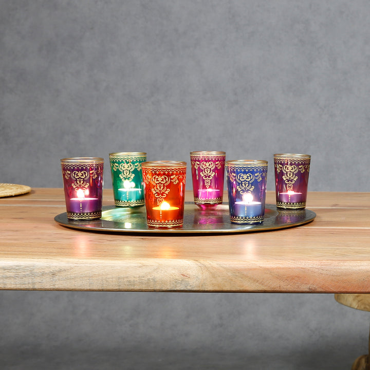 Tealight glasses set of 6 colorful mix