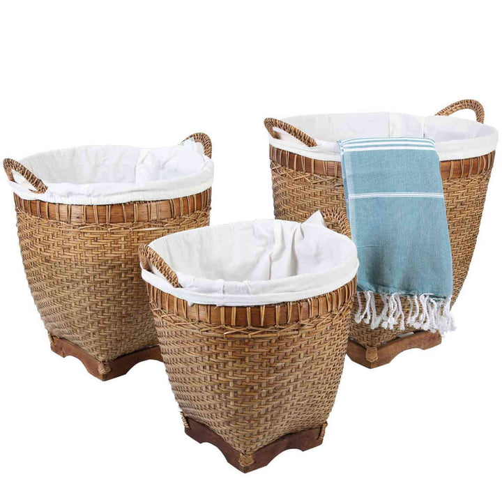 Rattan laundry basket Lea with handle