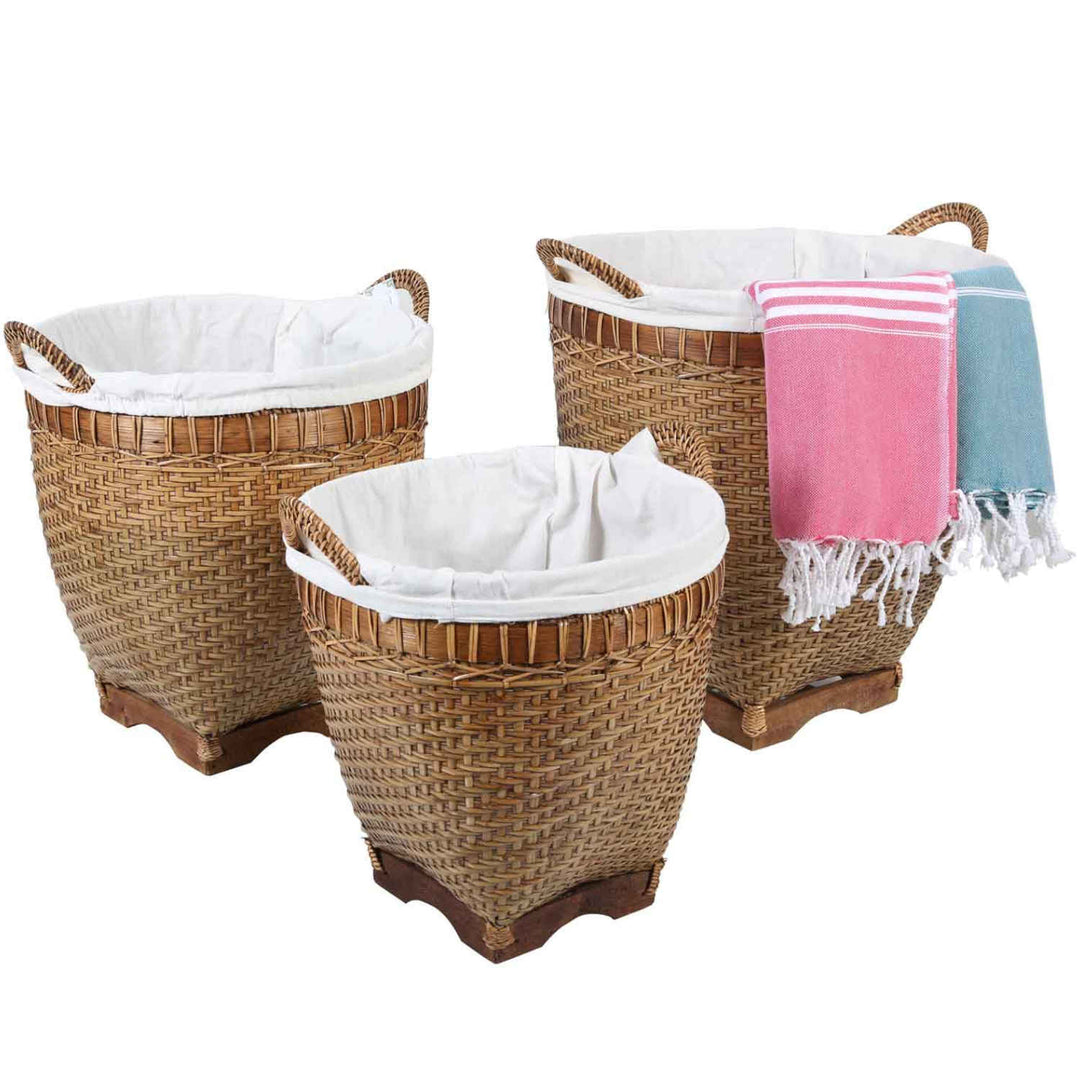 Rattan laundry basket Lea with handle