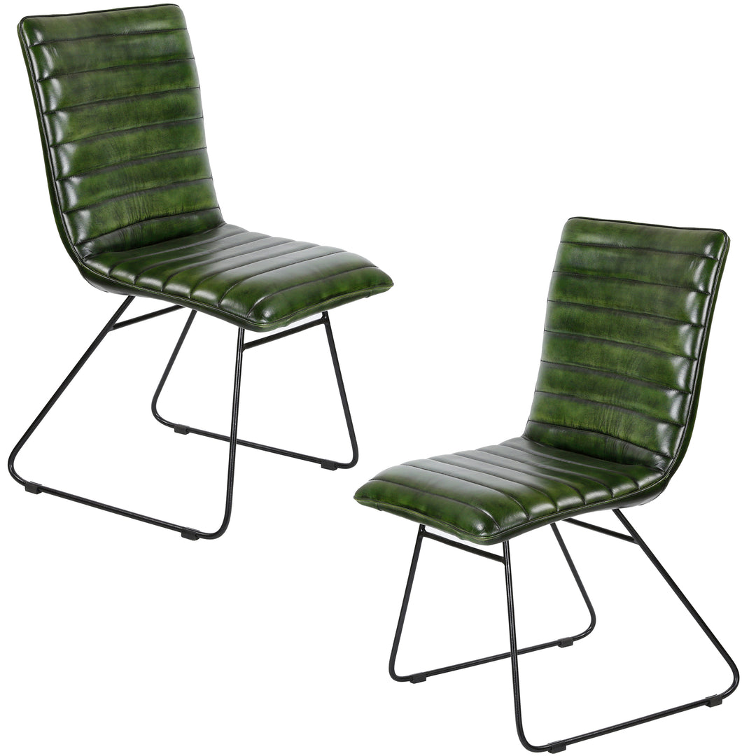 Dining room chair leather green