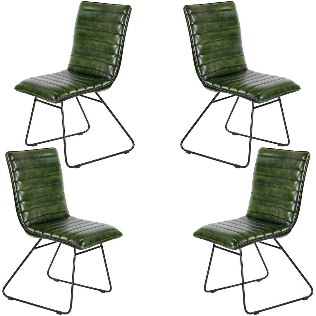 Dining room chair leather green