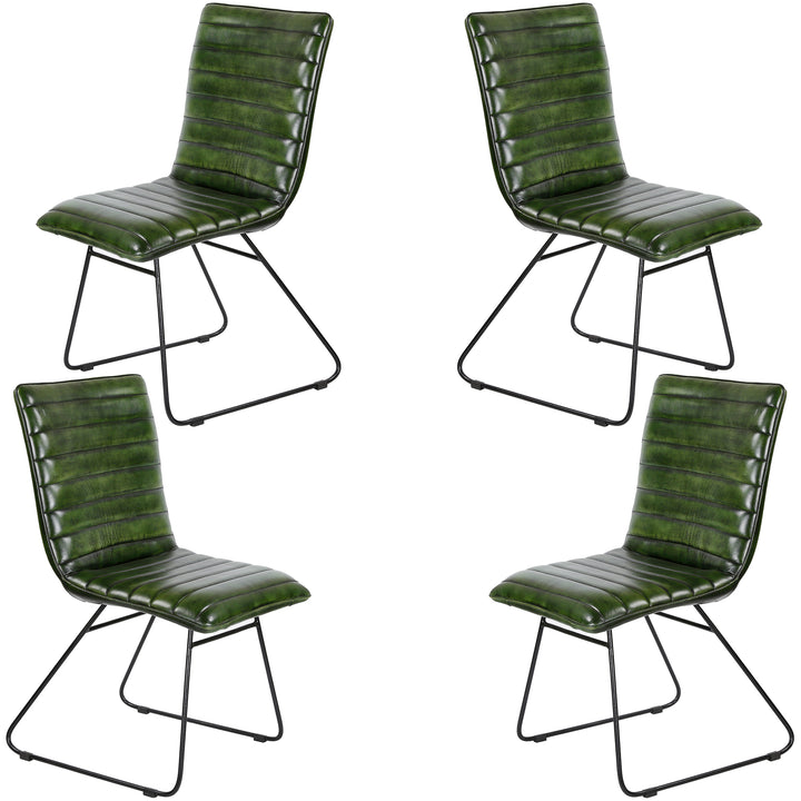 Dining room chair leather green
