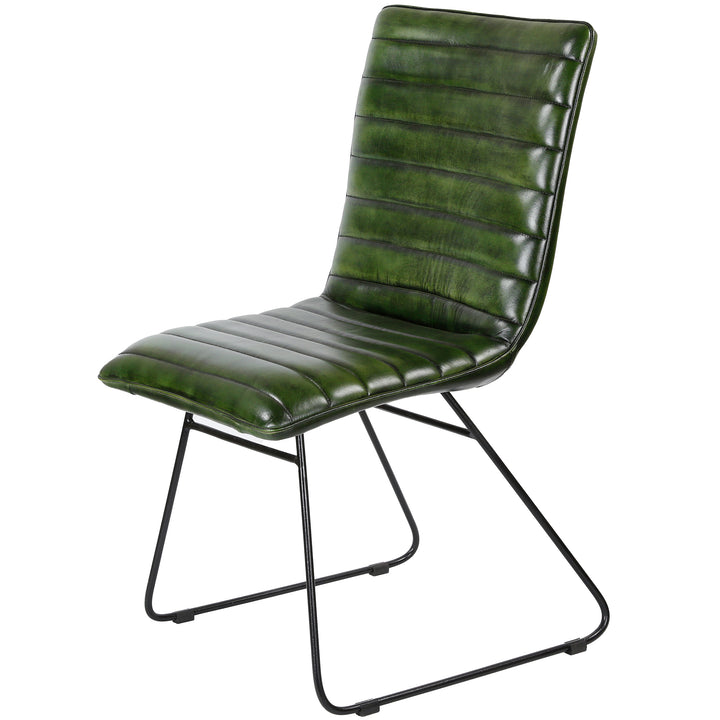 Dining room chair leather green